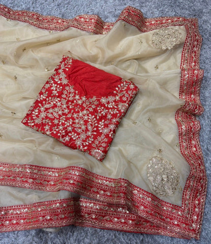 Beautiful designer organza silk saree