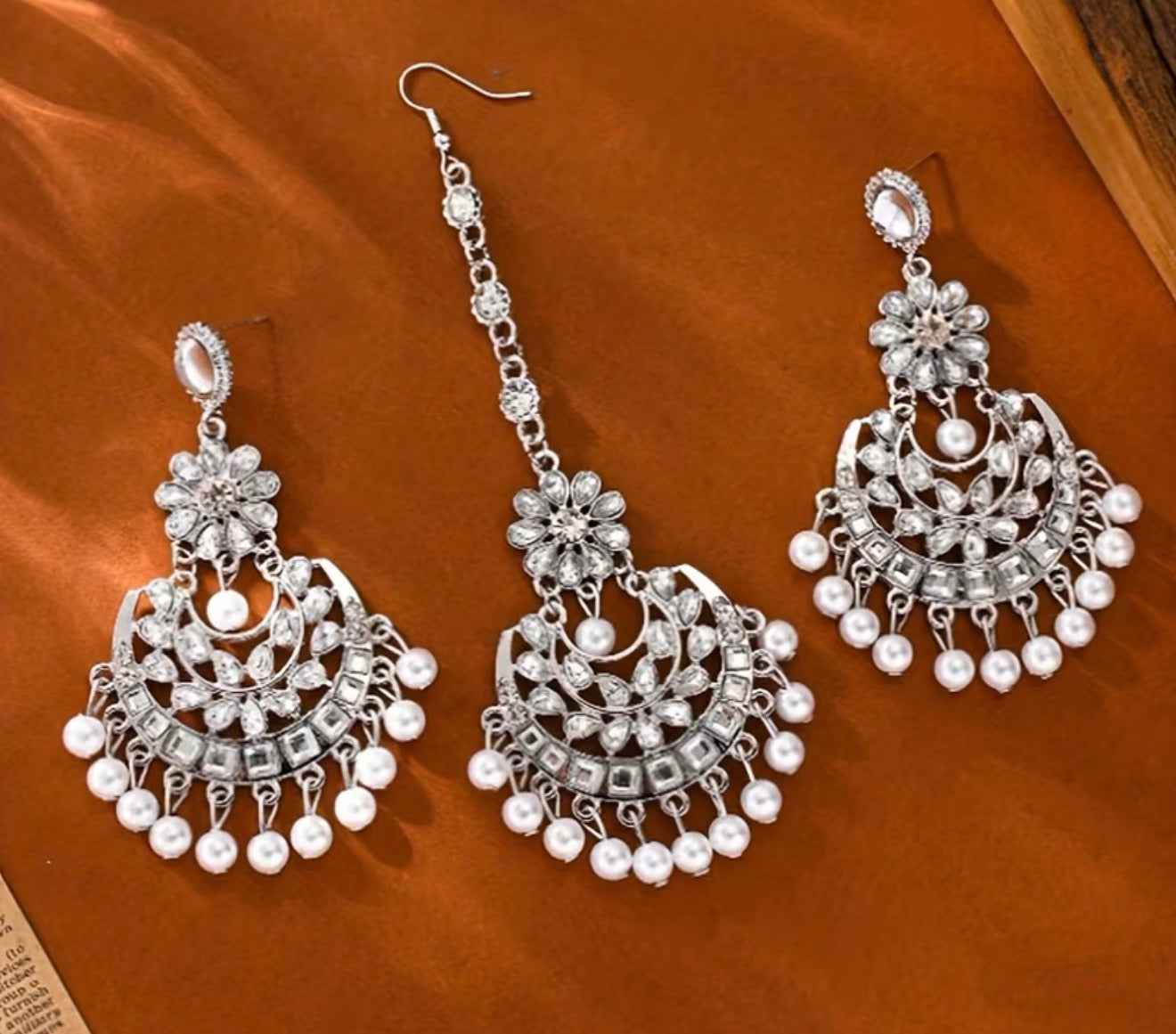 Beautiful designer earrings bindi set