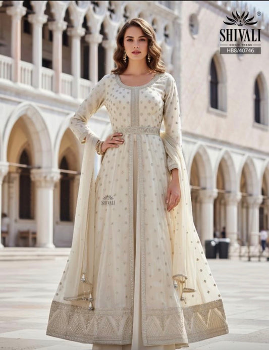 Beautiful designer front open anarkali suit