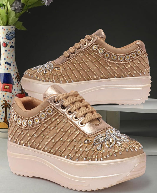 Beautiful designer Women Wedding Hand Embroidery Bridal Sneakers