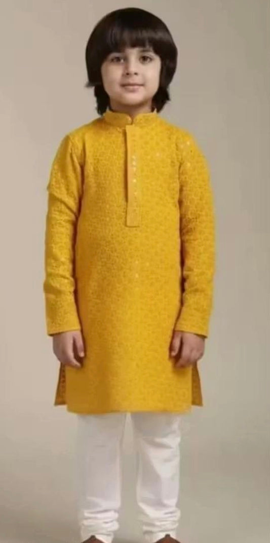 Beautiful designer chikankari kurta pyjama for baby boys