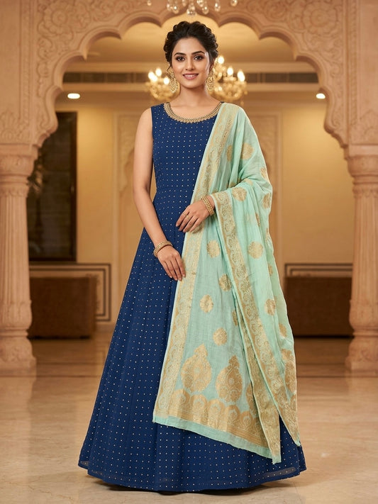 Beautiful designer anarkali with silk duppatta