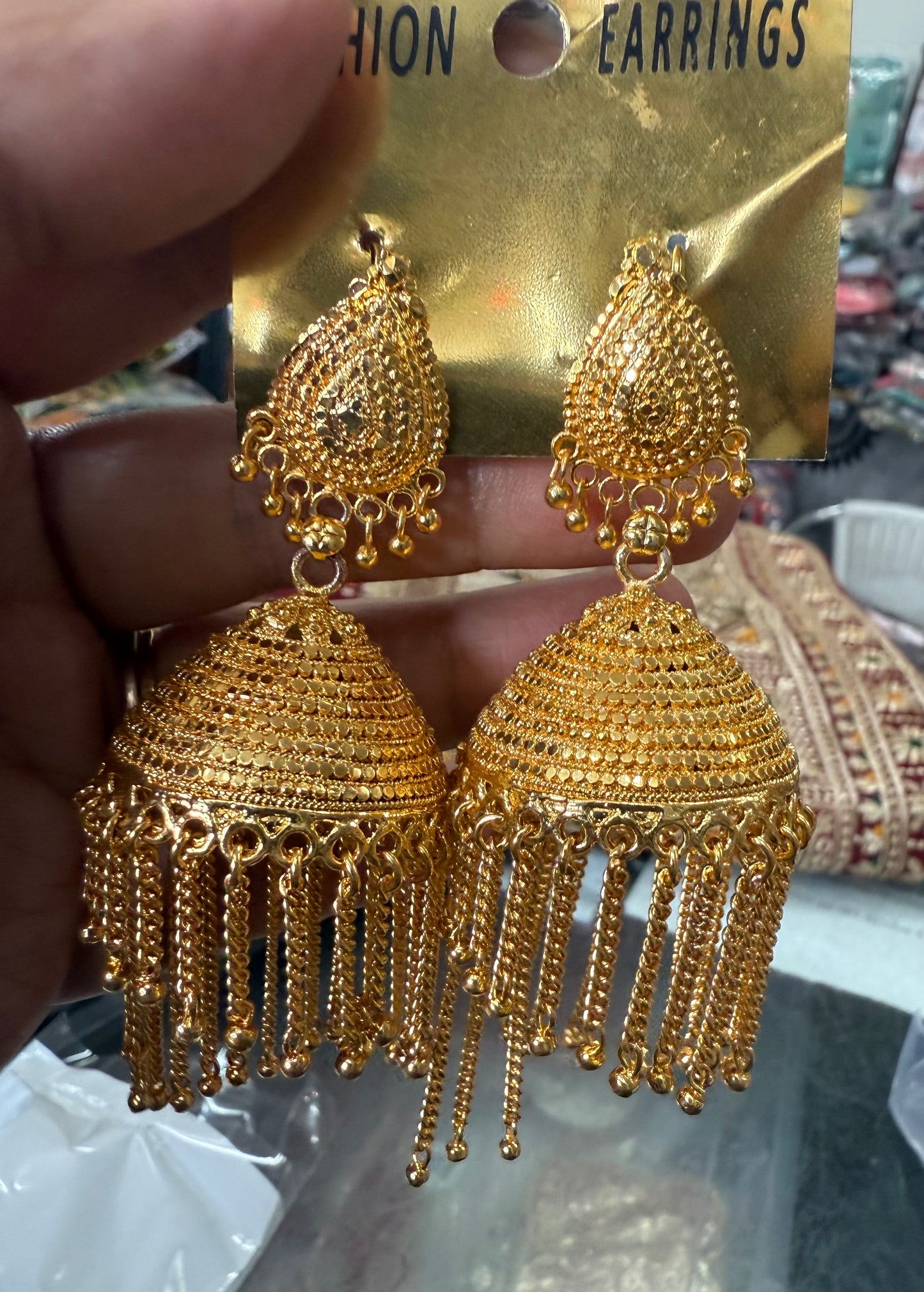 Beautiful oversize gold plated jhumka