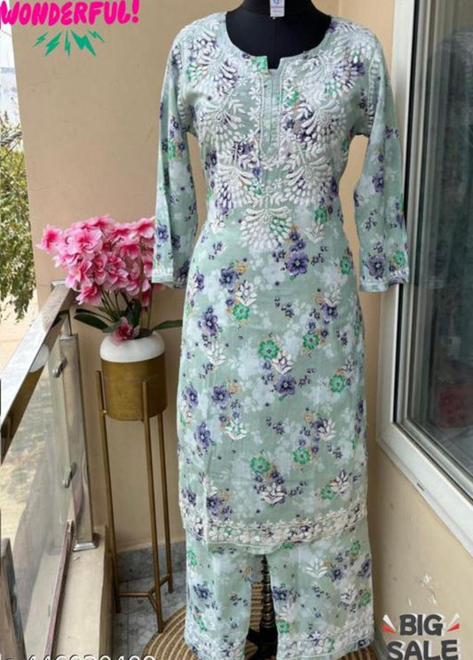 Beautiful designer lucknowi Embroidery Kurti with plazo