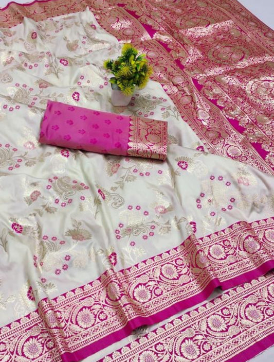Beautiful designer pure banasari silk saree