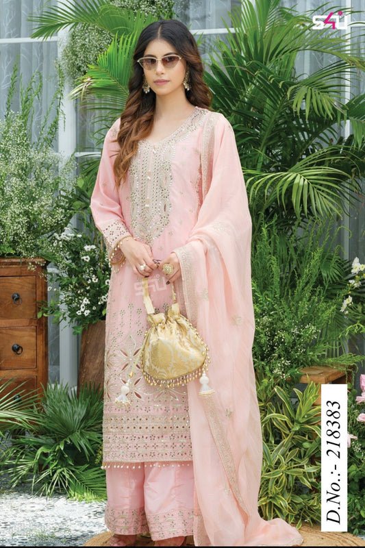 Beautiful designer PAKISTANI CHINNON SCHIFFLI FESTIVE SUIT
