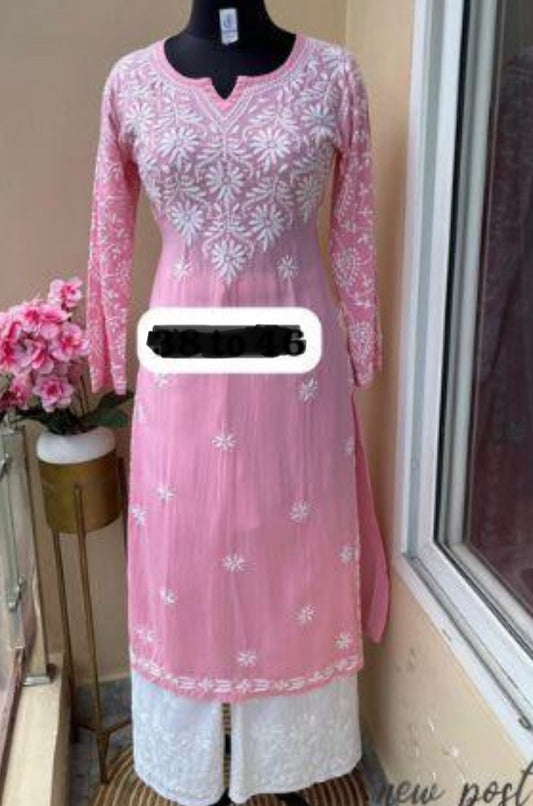 Beautiful designer lucknowi embroidery Kurti plazo