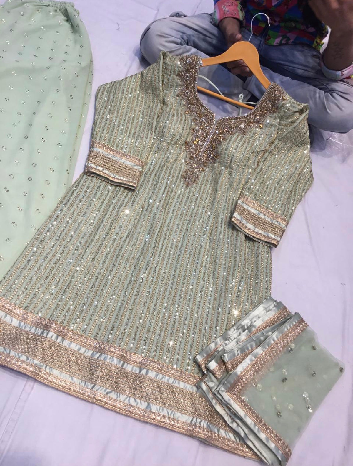 Beautiful designer skirt pant plazo suit