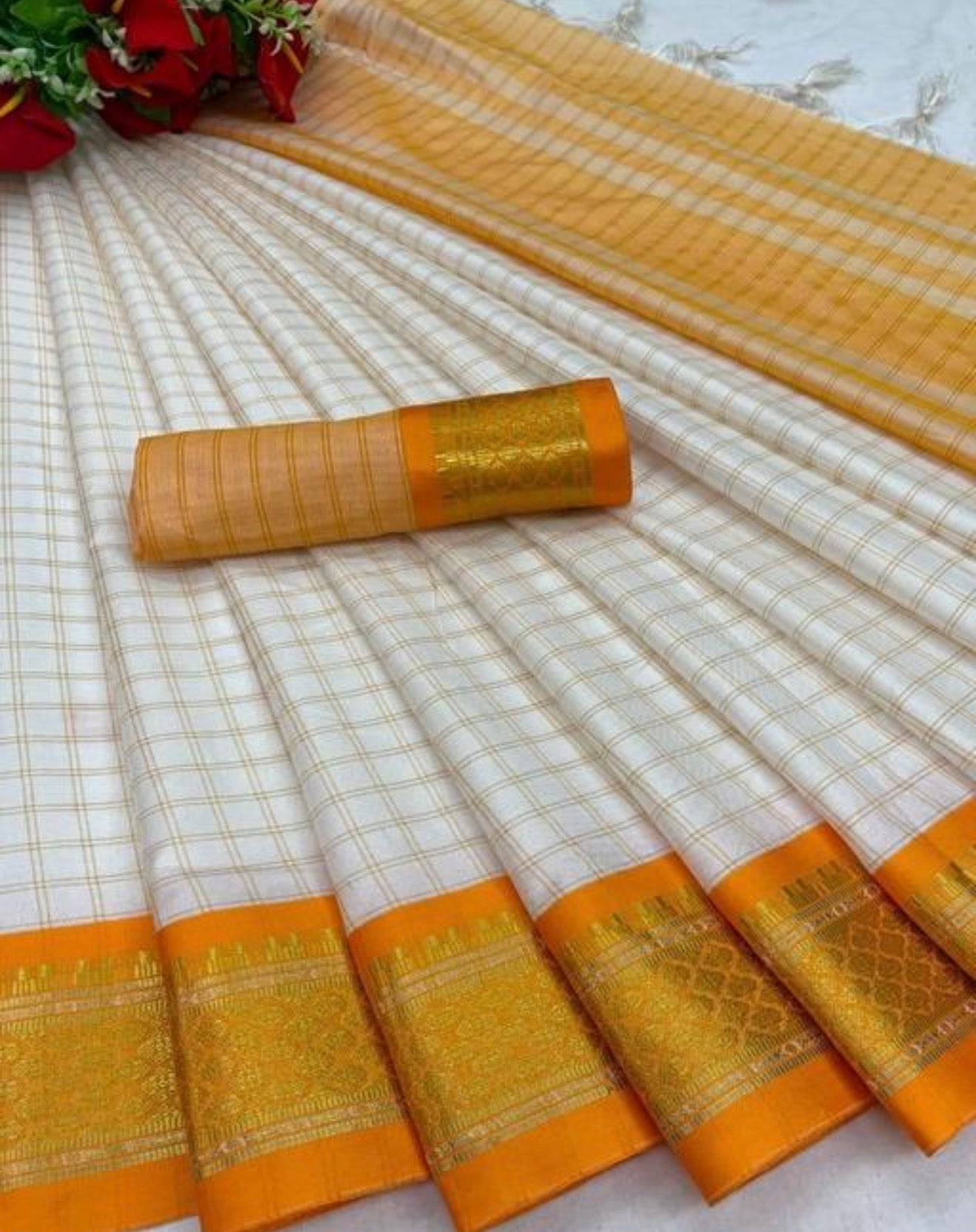 Beautiful designer chettinad checked silk saree