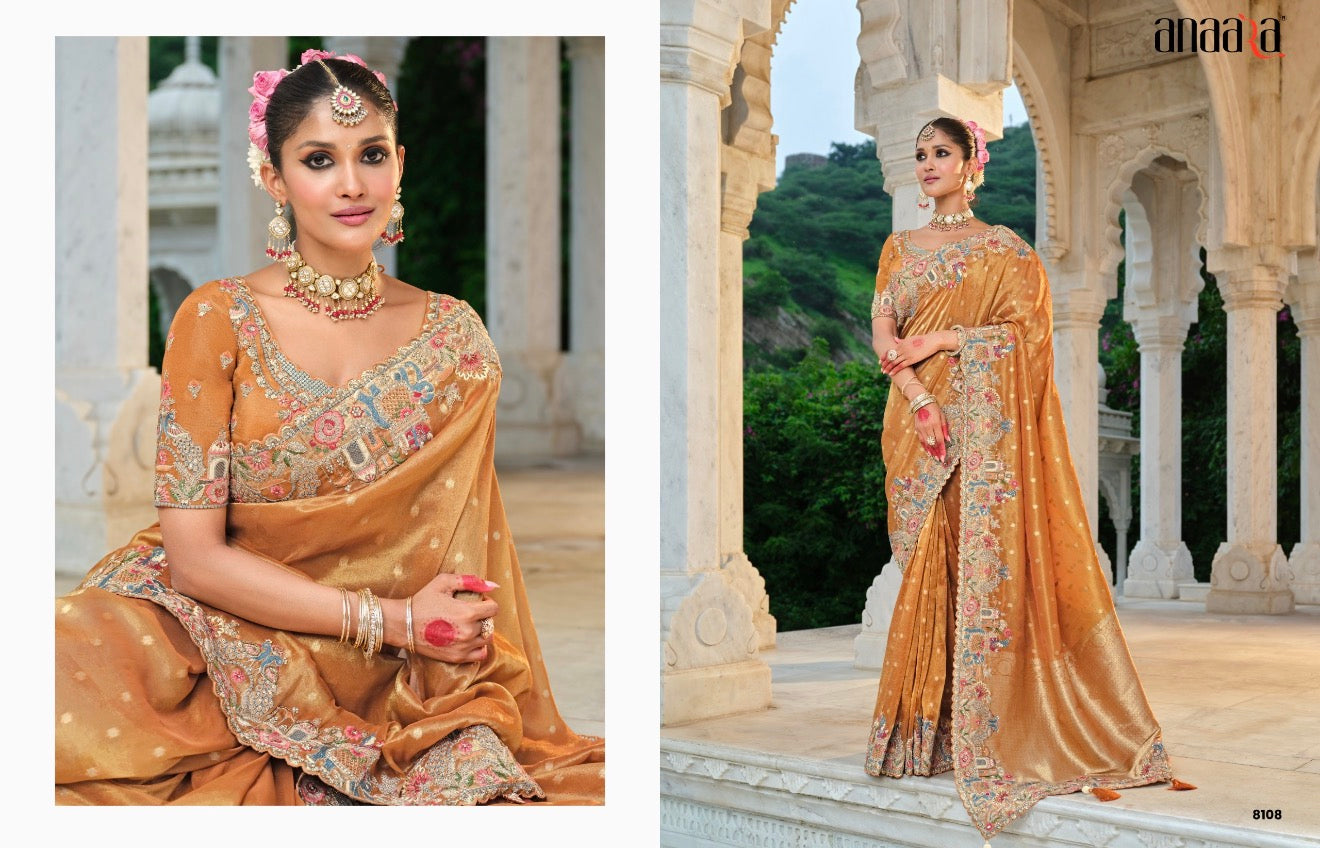 Beautiful designer Silk Jacquard Scalloped Saree