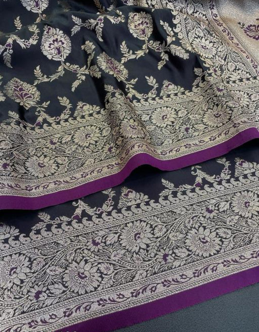 Beautiful designer pure banasari silk saree
