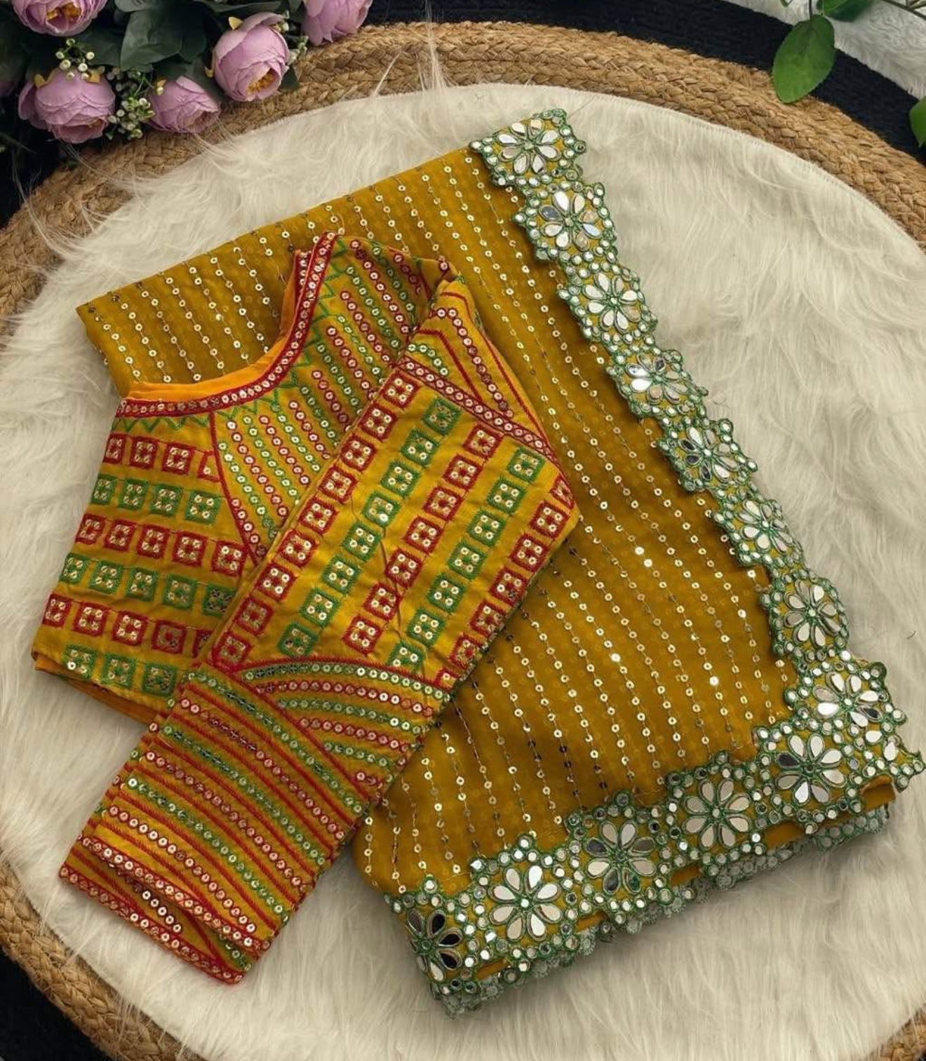 Beautiful designer saree with readymade blouse