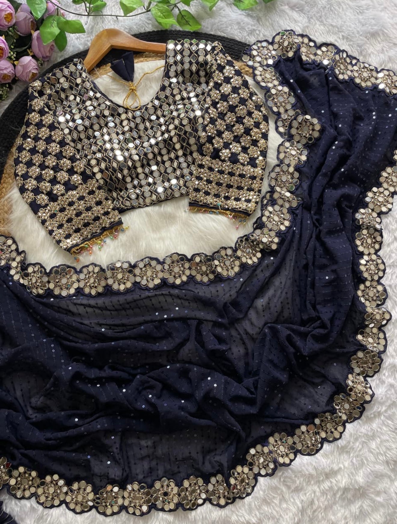 Beautiful designer saree with readymade blouse