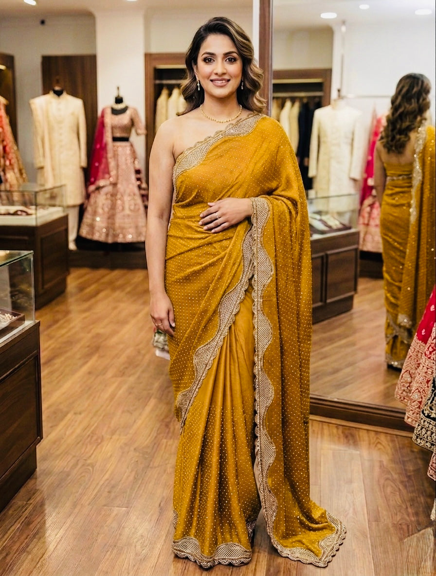 Beautiful designer fully embroidered Jimmy Choo saree