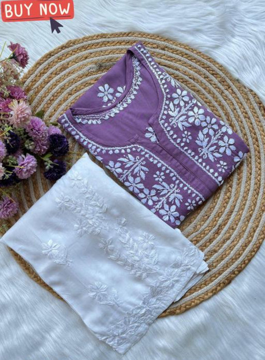 Beautiful designer lucknowi embroidery Kurti plazo