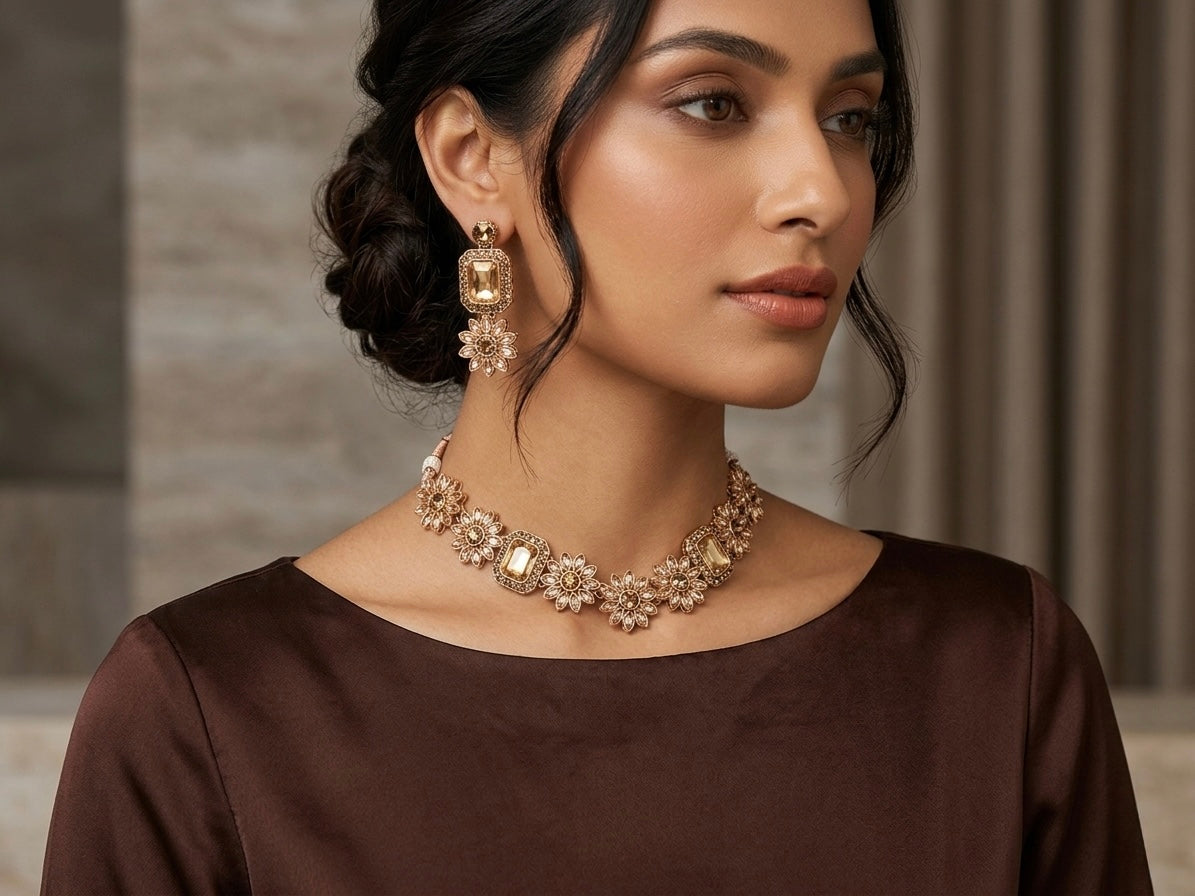 Beautiful designer necklace set with earring