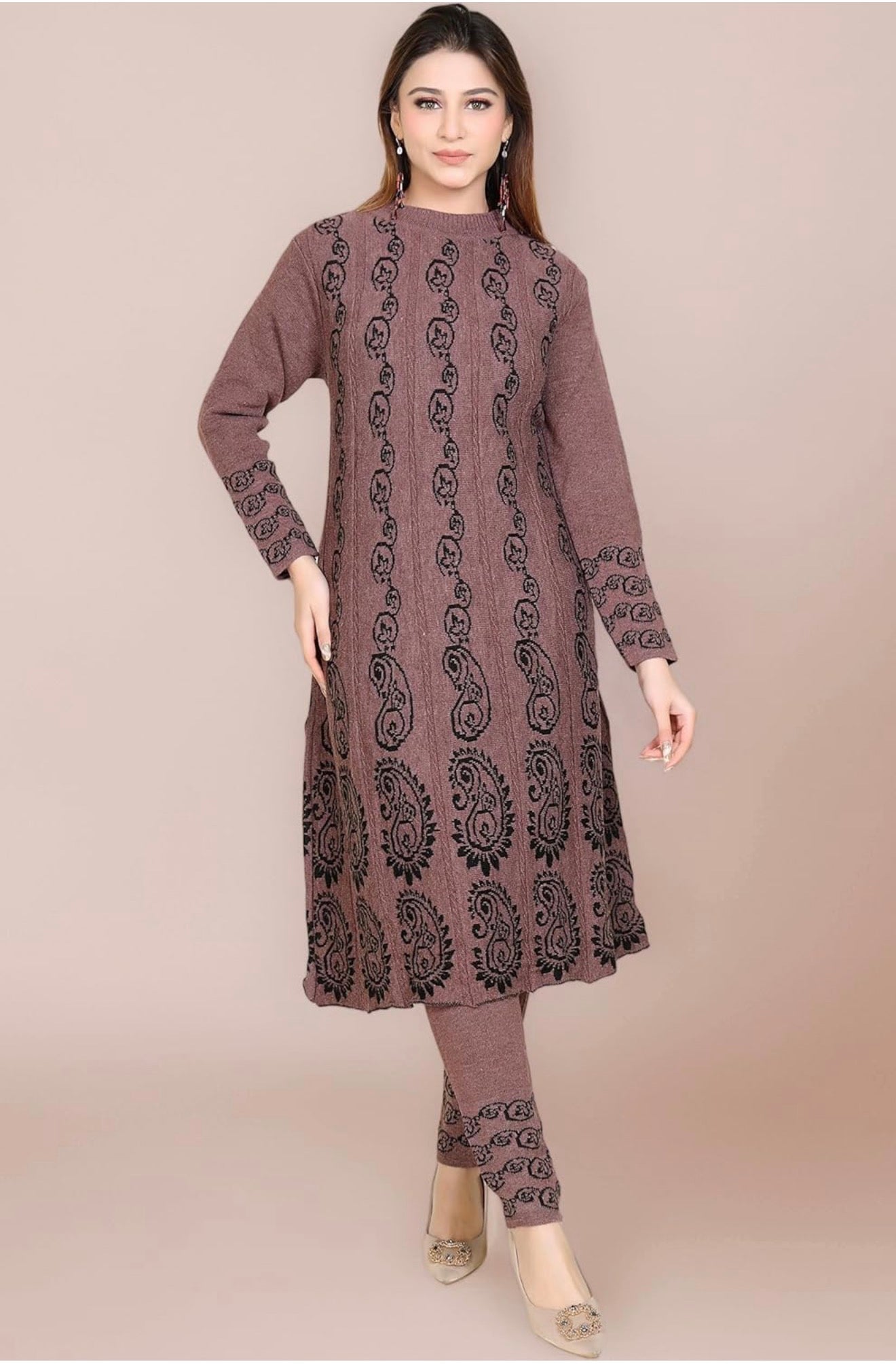 Beautiful designer Woolen Winter Wear Warm Kurta with Palazzo Set