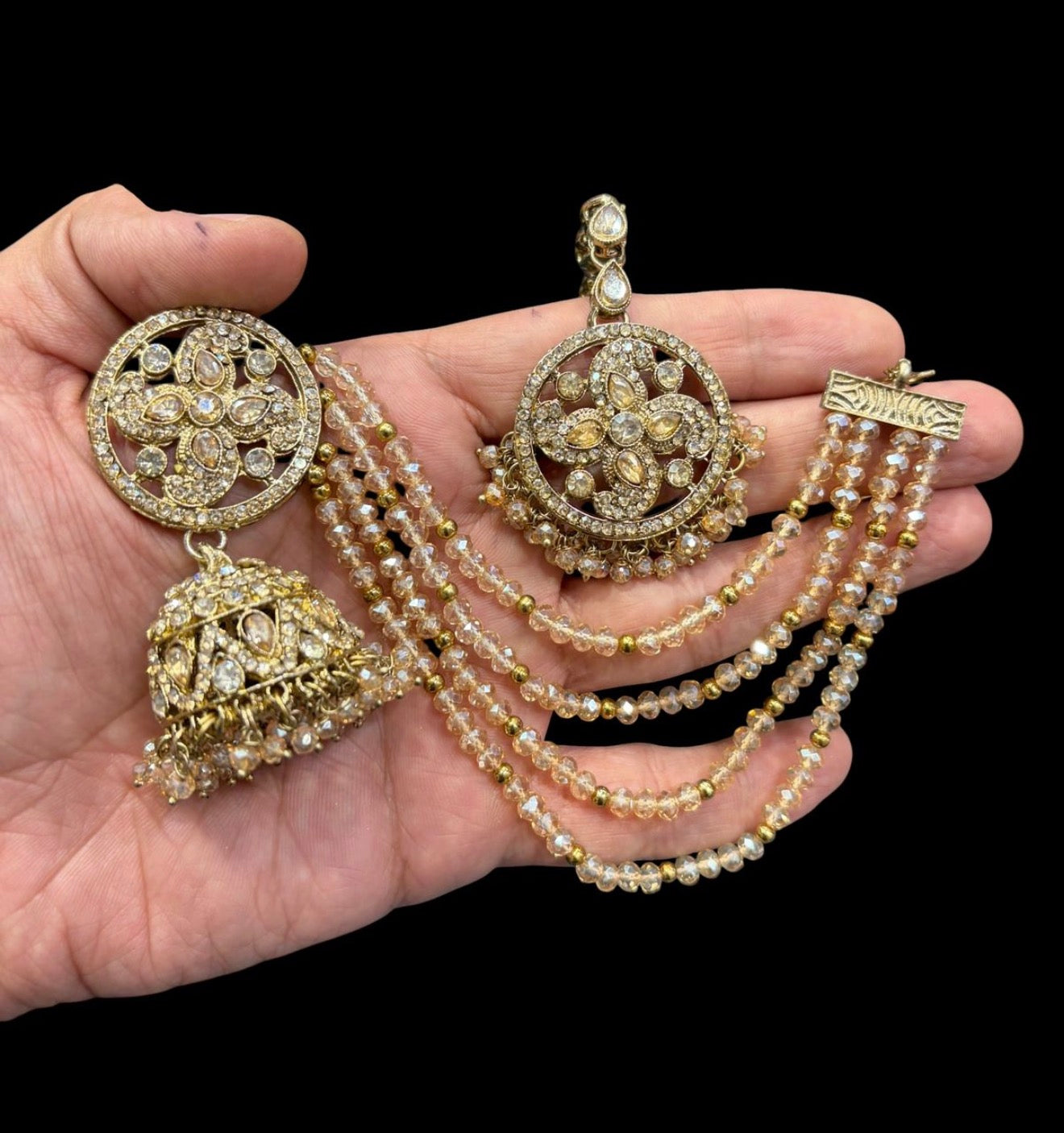 Beautiful designer bahubali earrings with tikka