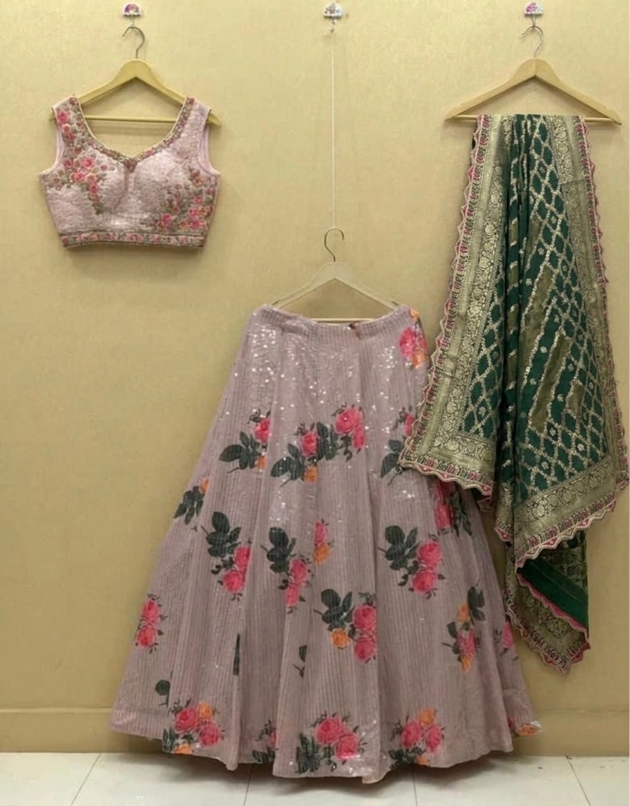 Beautiful designer sequins work readymade lengha choli