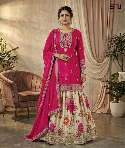 Beautiful designer long top lengha suit