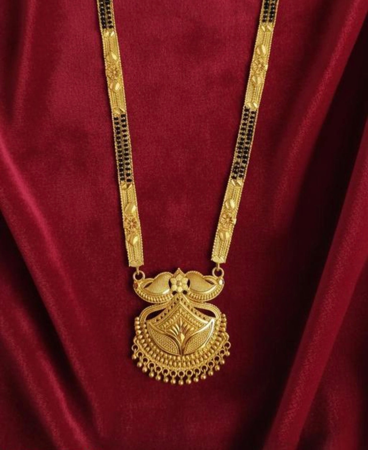 Beautiful designer long length gold plated mangalsutra