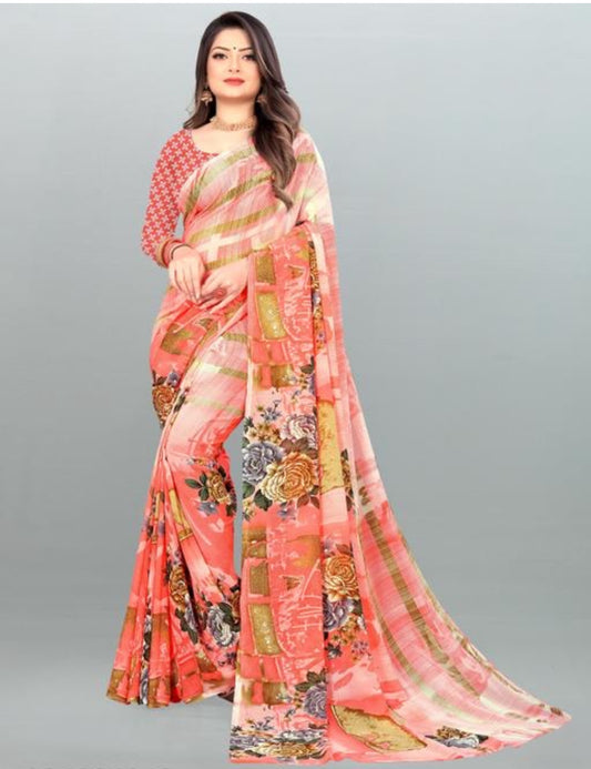 Beautiful designer floral geogrette saree