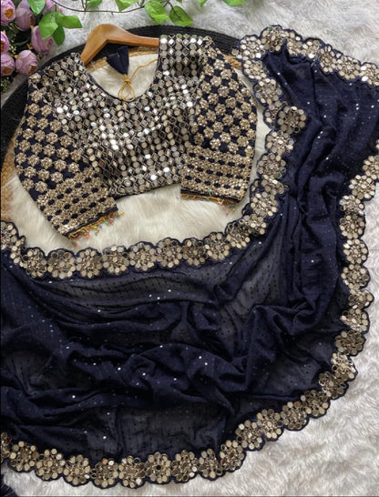 Beautiful designer Designer Mirror Work sarees