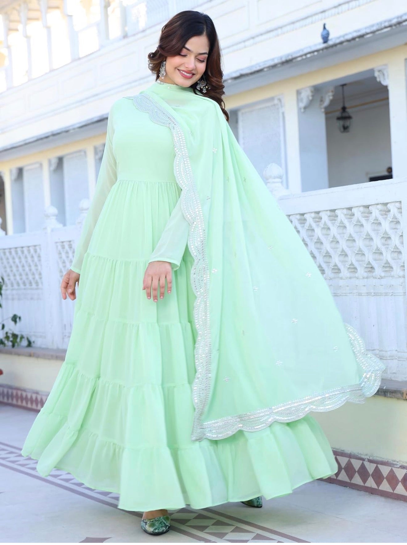 Beautiful designer Women's Georgette Solid Anarkali Dress