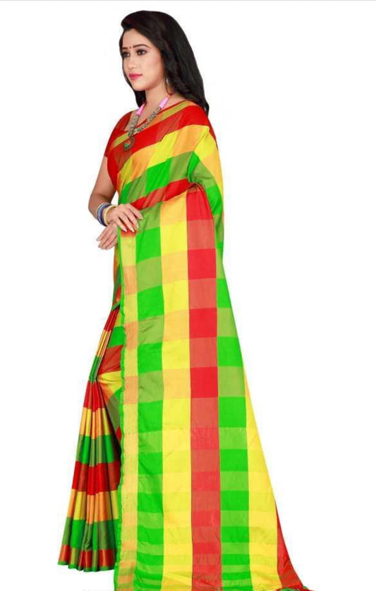 Beautiful designer box cotton silk saree