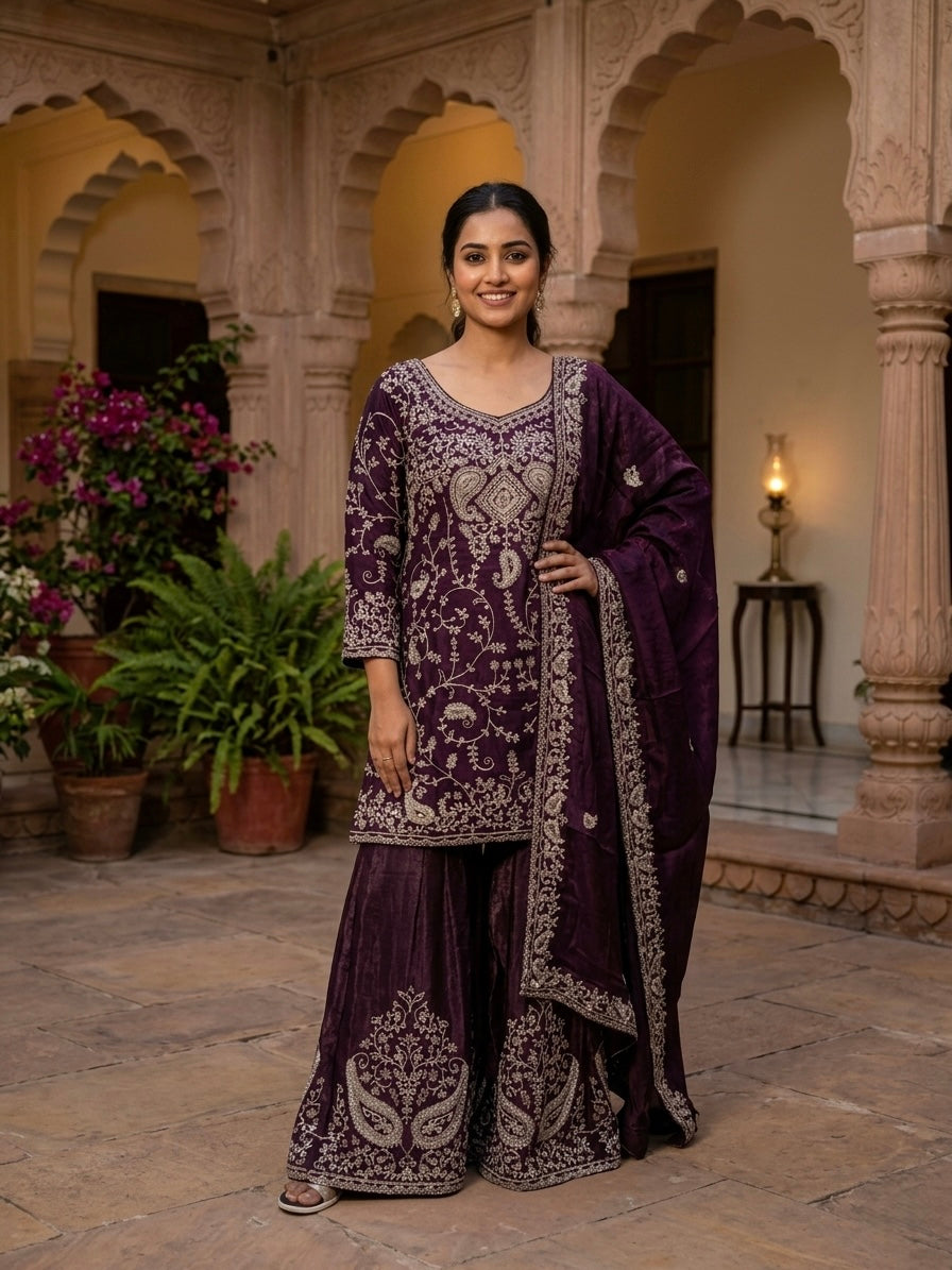 Beautiful designer plazo suit