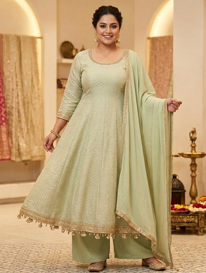 Beautiful designer flare top plazo suit