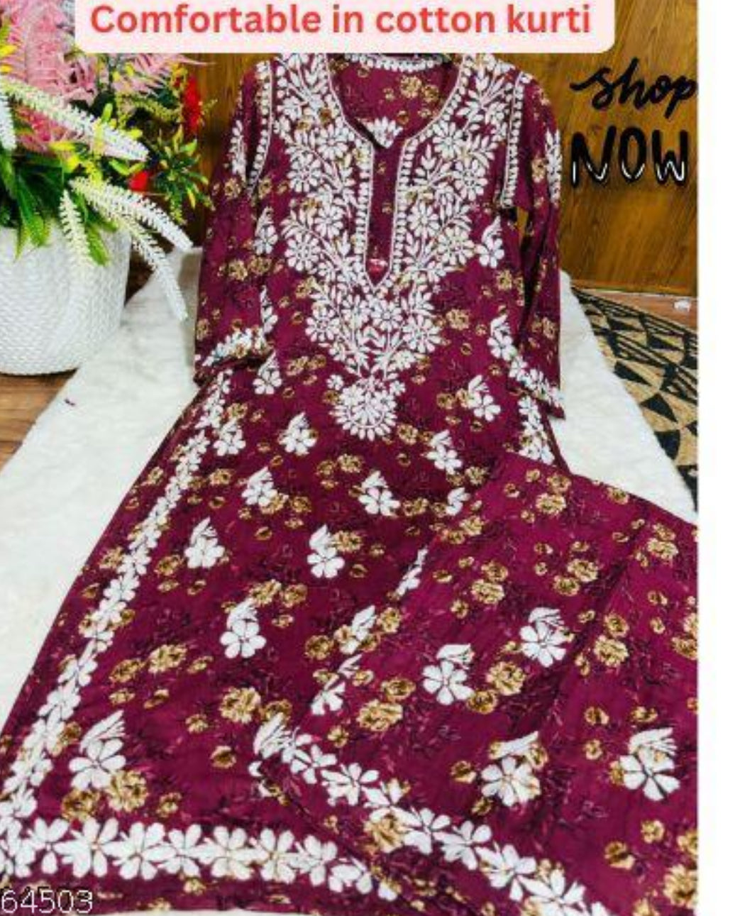 Beautiful designer lucknowi Embroidery Kurti with plazo