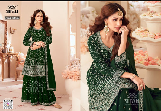 Beautiful designer peplum top plazo suit