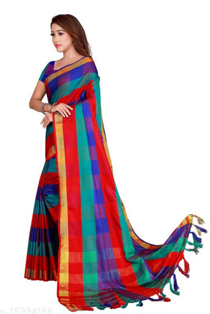 Beautiful designer box cotton silk saree