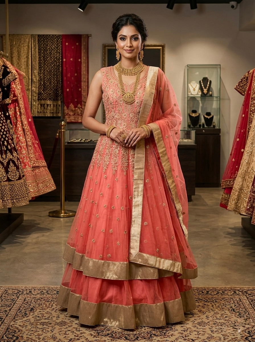 Beautiful designer long top lengha suit