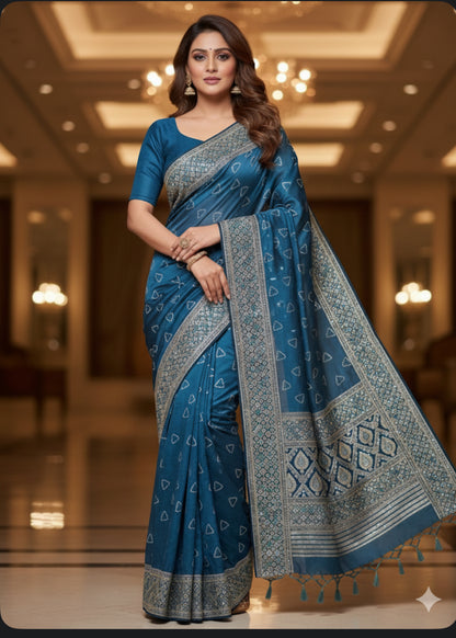 Beautiful designer satin silk saree