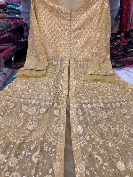 Beautiful designer fully embroidery front open Kurti