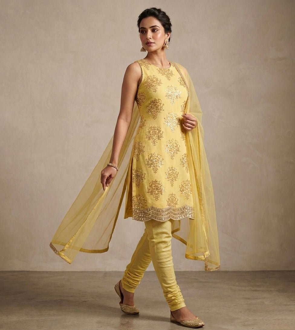 Beautiful designer straight churidaar suit