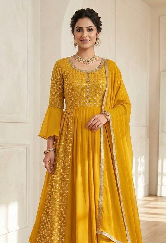 Beautiful designer side slit plazo suit