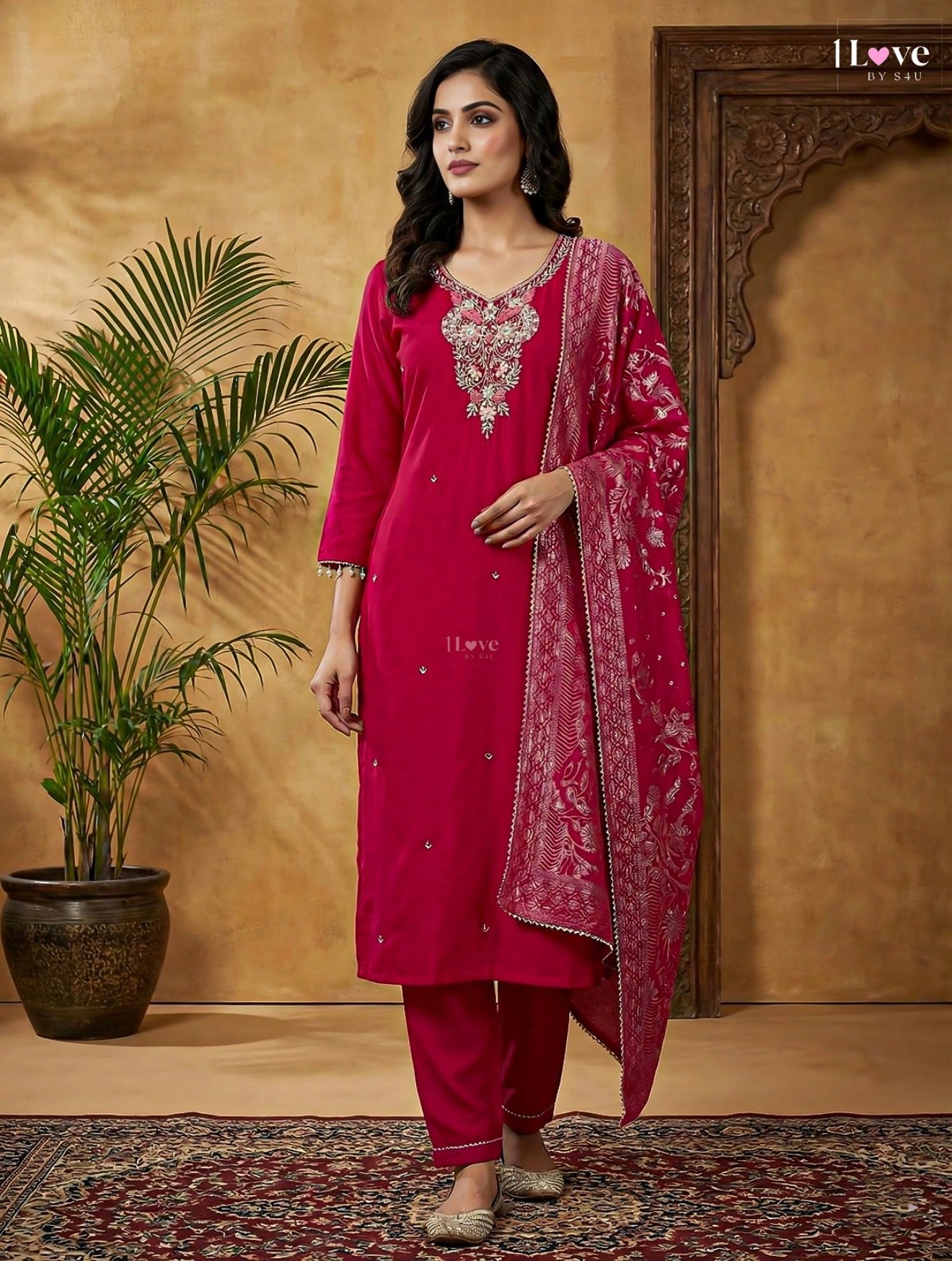 Beautiful designer straight Pakistani suit