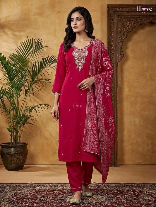 Beautiful designer straight Pakistani suit