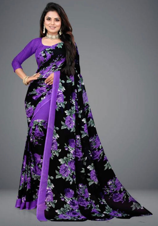 Beautiful designer floral geogrette saree
