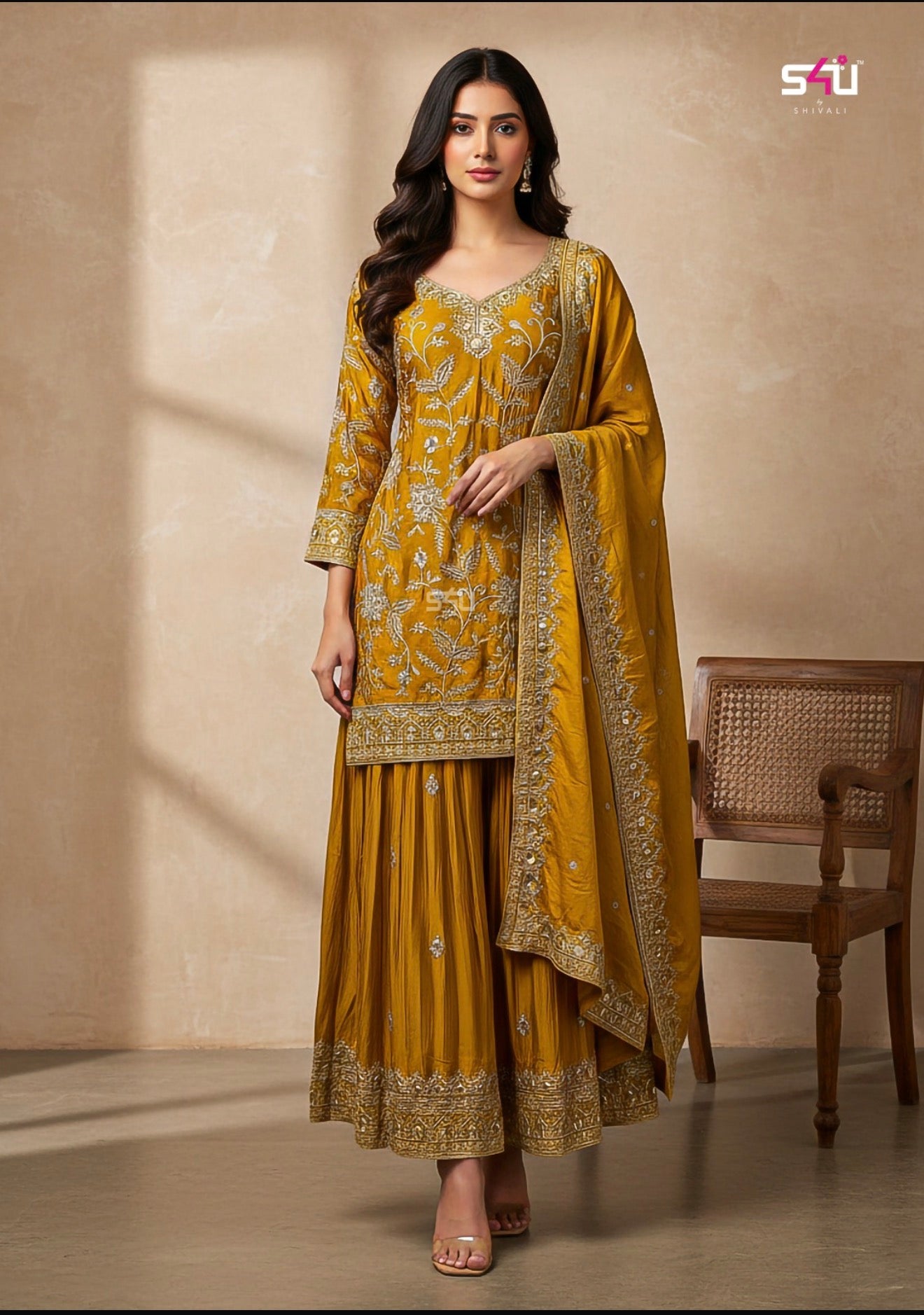 Beautiful designer long top lengha suit