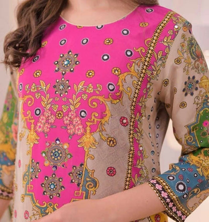 Beautiful designer Multicolor Printed Kurti Palazzo Set with Dupatta
