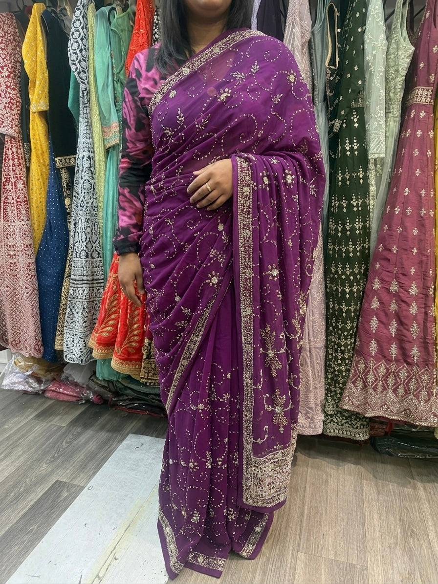 Beautiful designer embroidery saree with readymade blouse