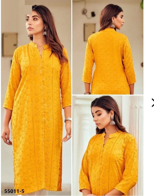 Beautiful designer CHIKANKARI SEQUENCE WORK KURTI