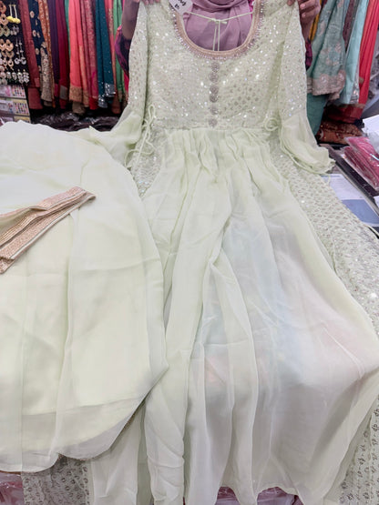 Beautiful designer nuts cut Kurti pants dupatta