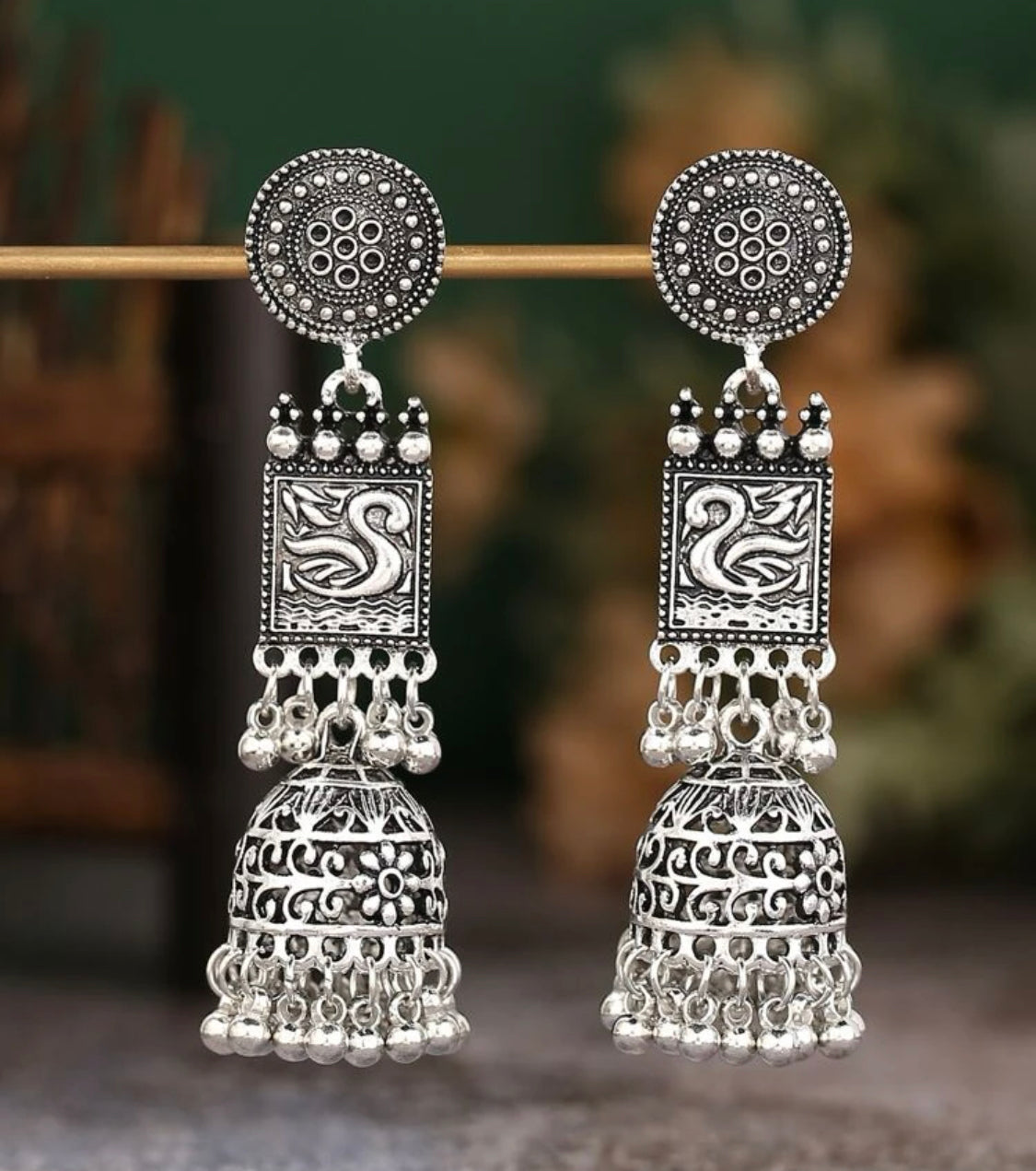 Beautiful designer oxidised earring jhumki