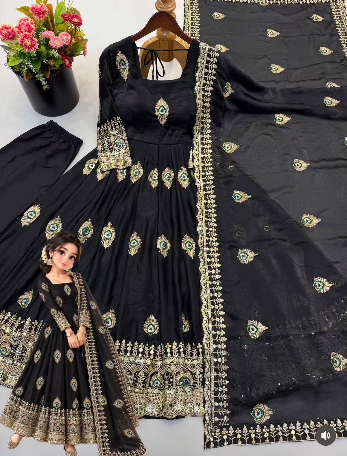 Beautiful designer TRENDING GOWN FENDY SILK WITH FULLY FLAIR