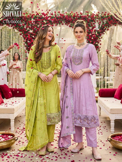 Beautiful designer flare embroidered suit